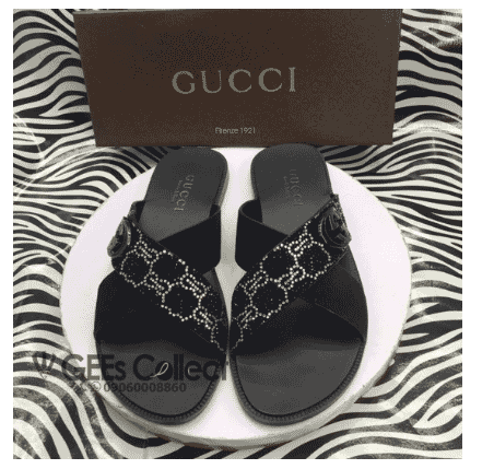 gucci palm slippers white